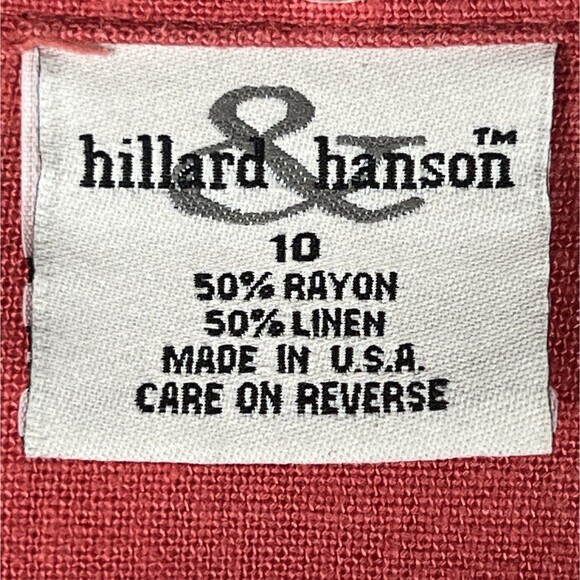 Hillard & Hanson Sz 10 Linen Blend Blazer Long-Sleeve Button-Up Pastel Red - Picture 3 of 10